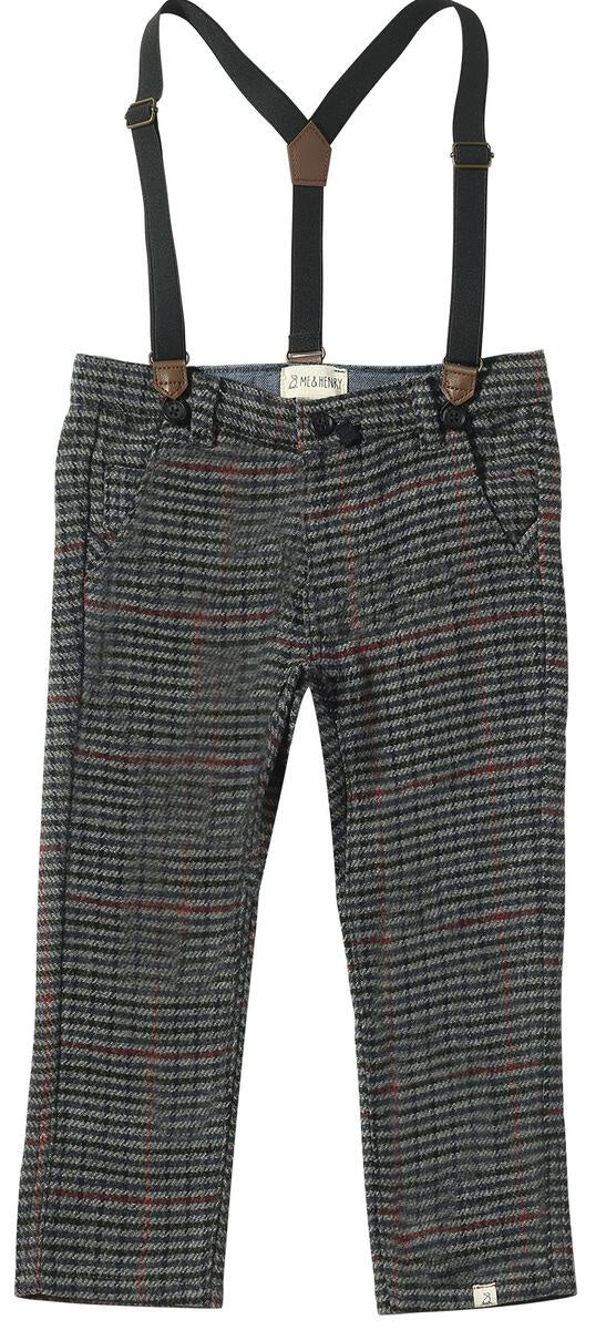 Black Plaid Suspender Pants