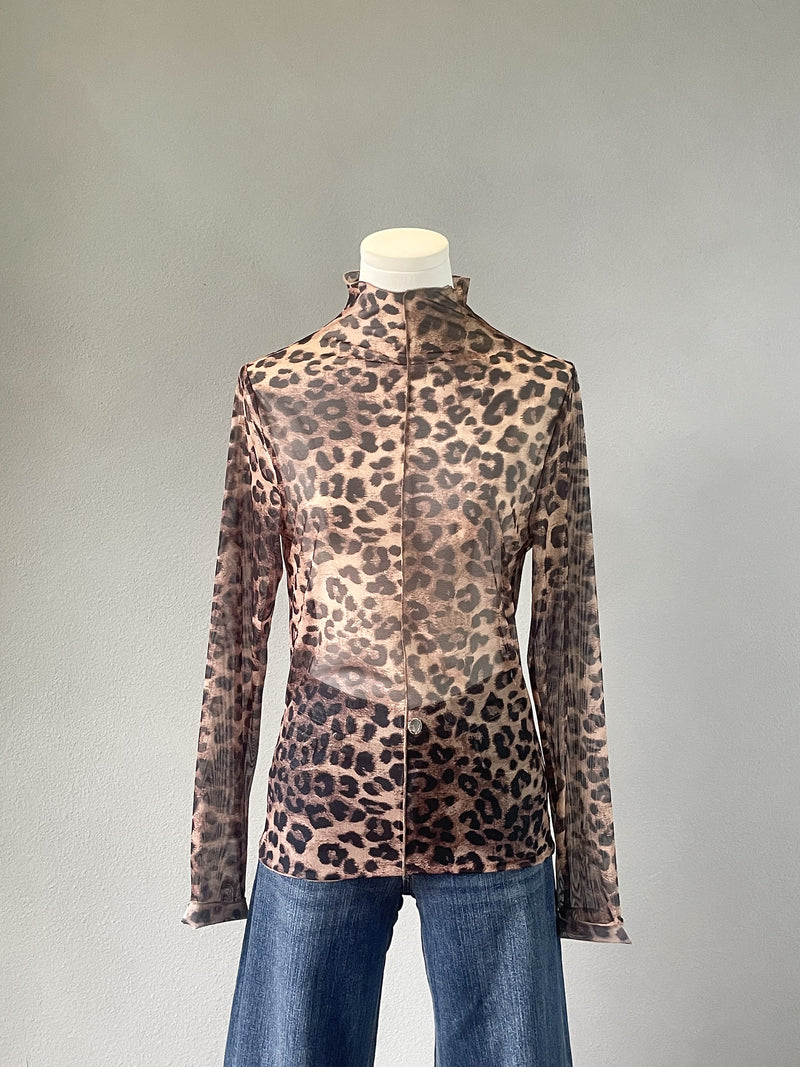 Leopard Mesh Top