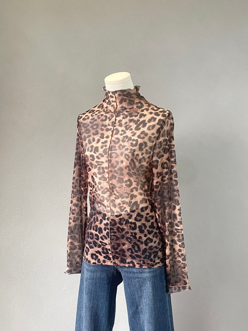 Leopard Mesh Top