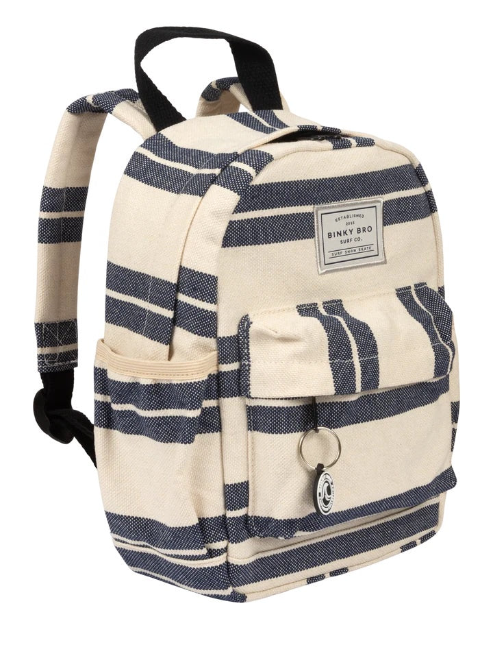 Navy Striped Canvas Backpack