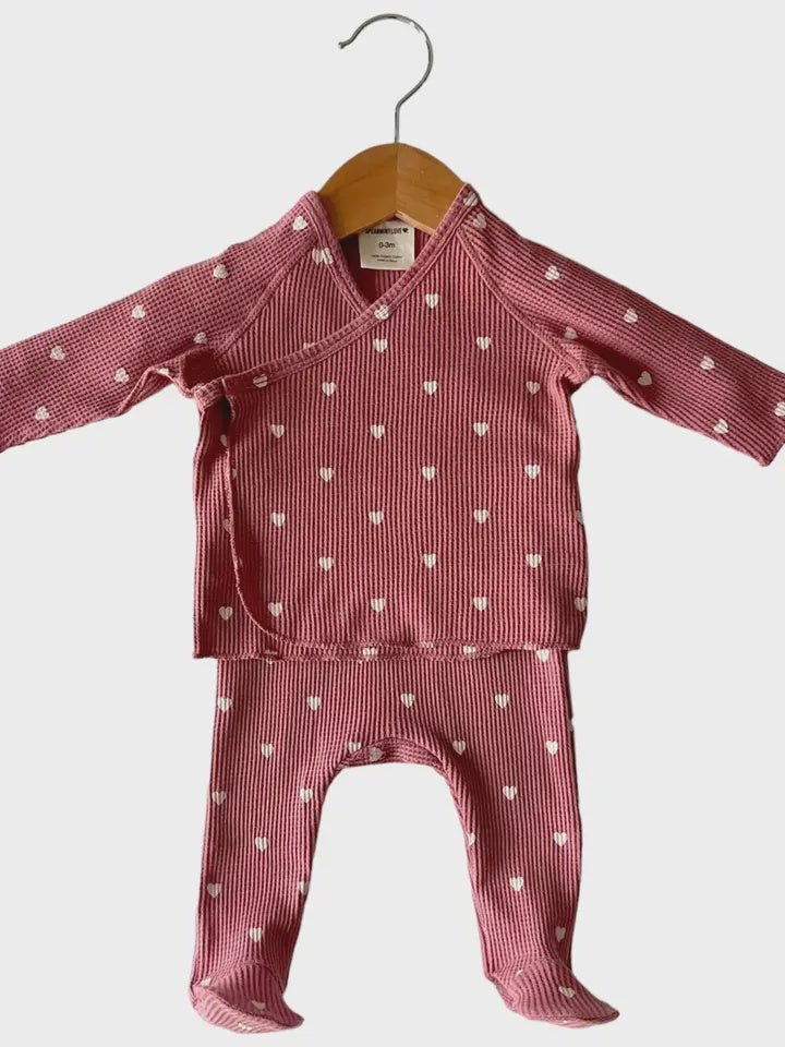 Mauve Heart Layette Set