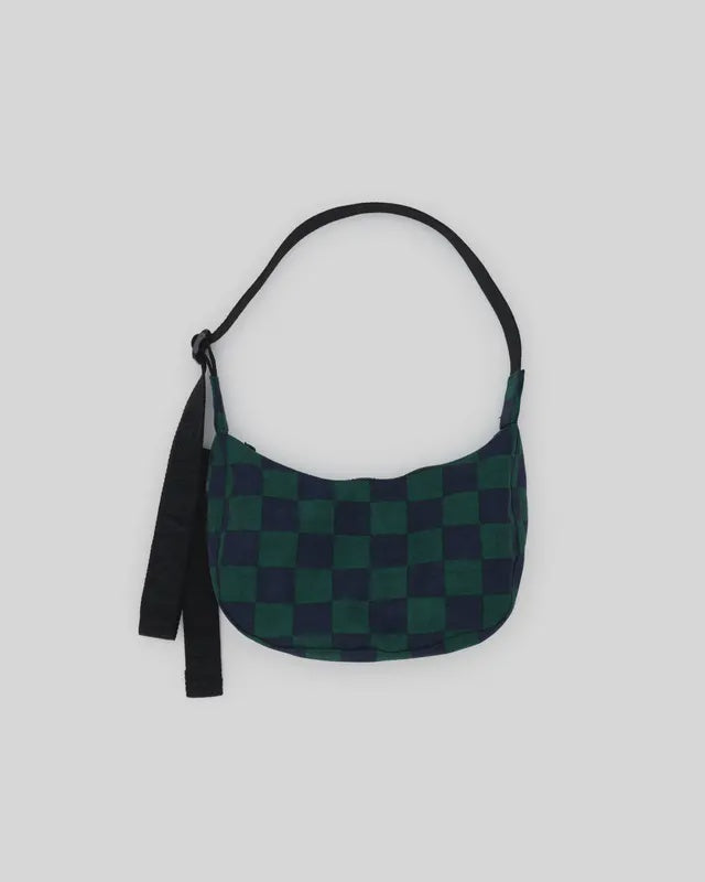 Navy Green Check Small Crescent