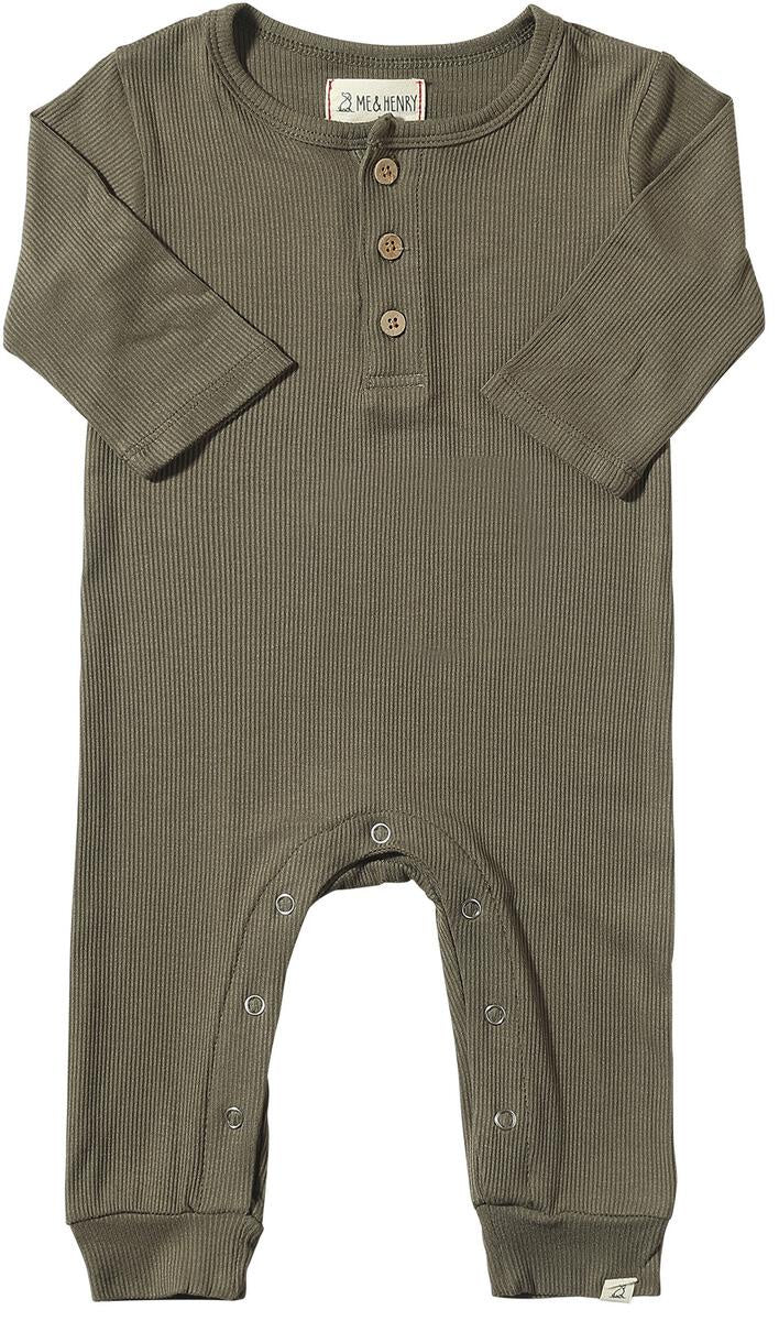 Mason Ribbed Romper Green