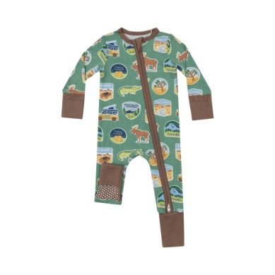 National Park Stickers 2 Way Zipper Romper