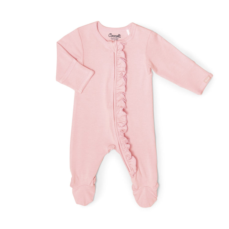 Silver Pink Ruffle Footie