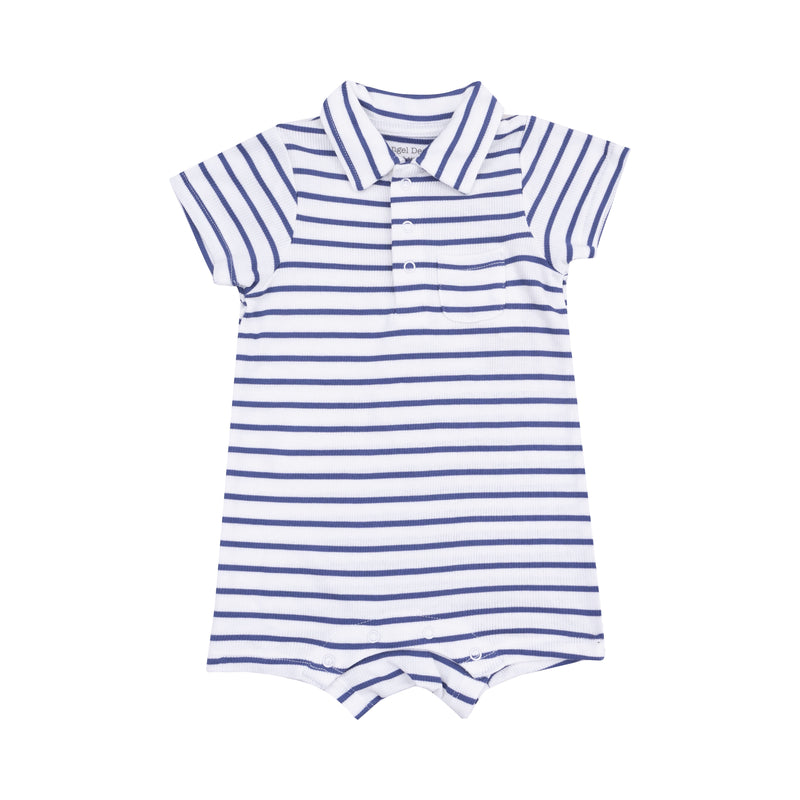 Navy Stripe Polo Romper